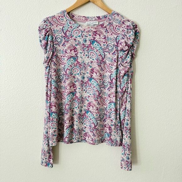 Maison D' Amelie Women's Size Small Pink Blue Paisley Super Soft Long Sleeve Top - Picture 1 of 8